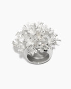 Round Wrapped Flower Bouquet Silver Ring