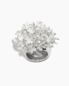 Round Wrapped Flower Bouquet Silver Ring
