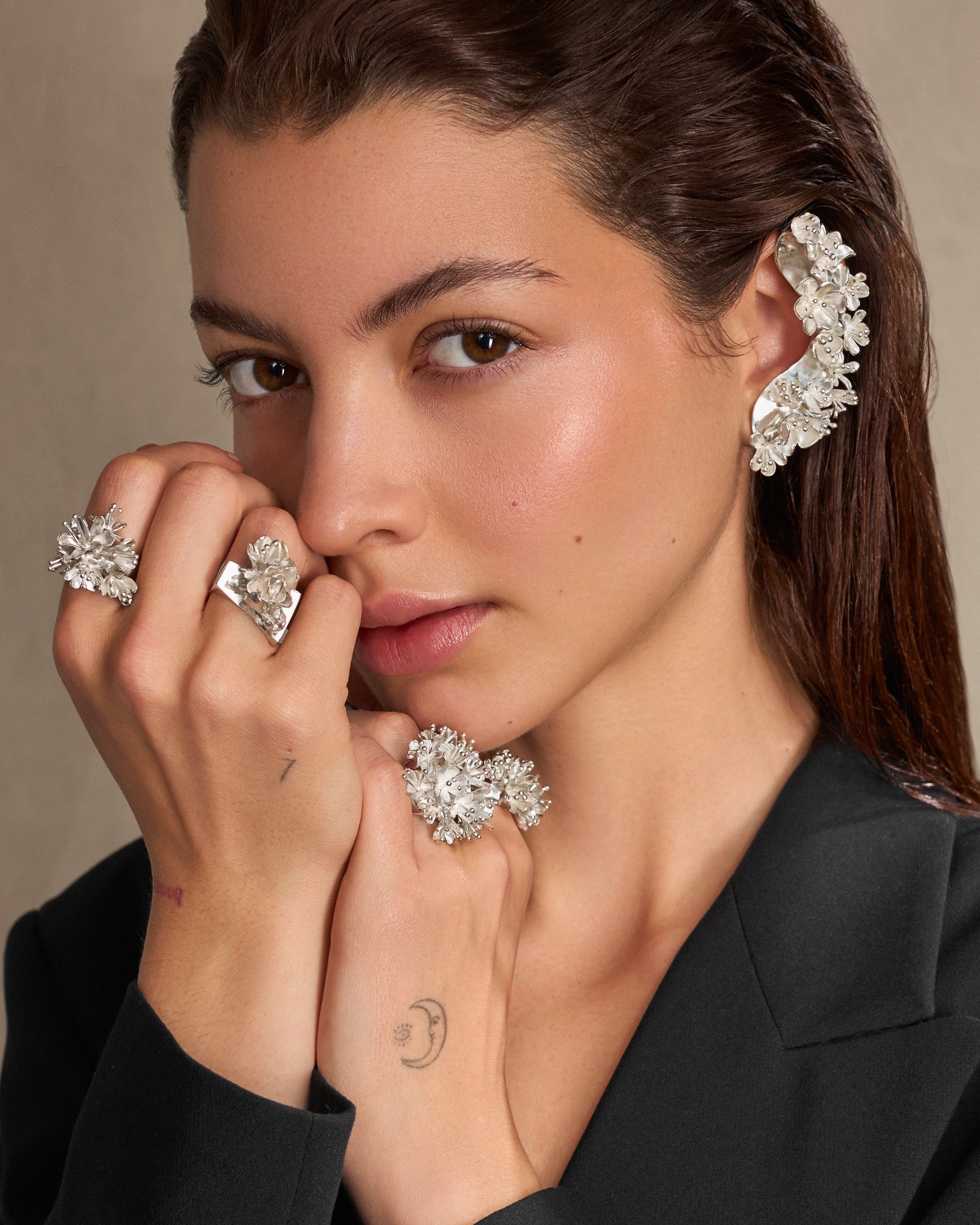 Flower Bouquet Full Ear Cuff
