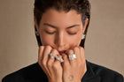 Silver Flower Square Ring