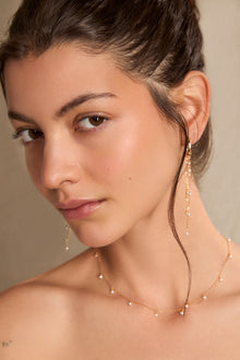Delicate Gold Pearl Chain Earrings
