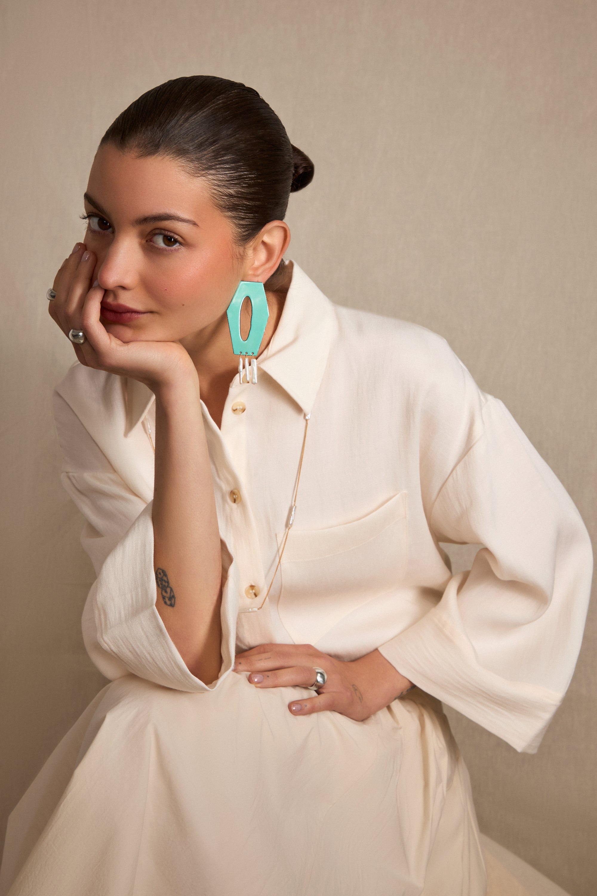 Hex & the City Pearl Enamel Earrings
