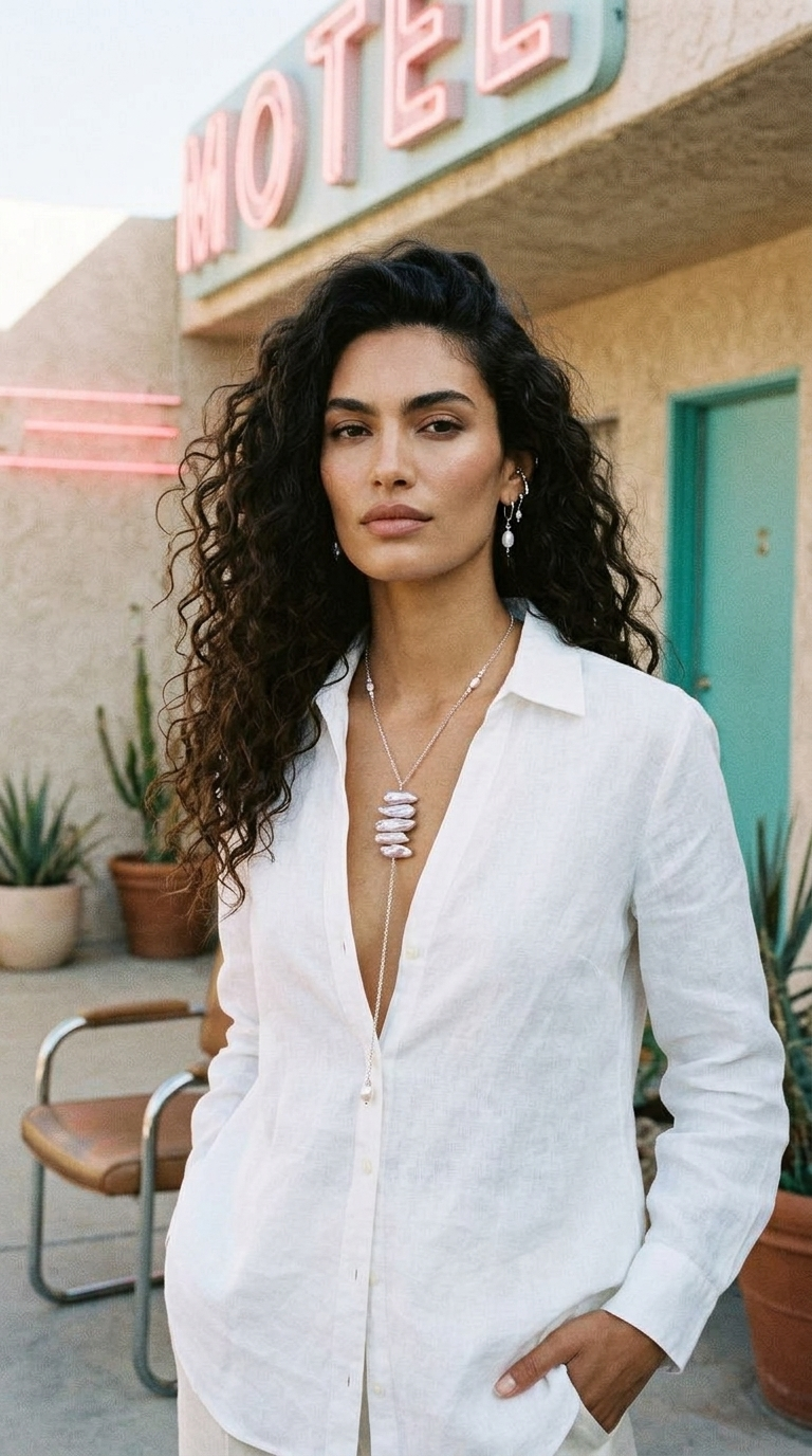 Biwa Pearls Lariat Gold Necklace