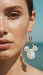 Keshi Pearl Gold Chandelier Earrings