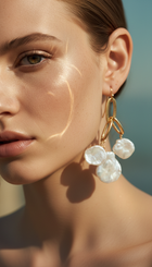 Keshi Pearl Gold Chandelier Earrings