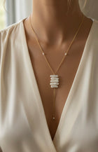 Biwa Pearls Lariat Gold Necklace
