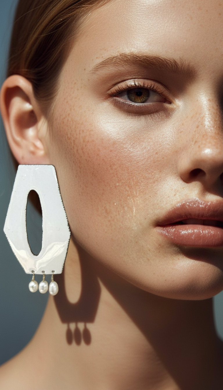 Pendientes de esmalte de perla Hex & the City