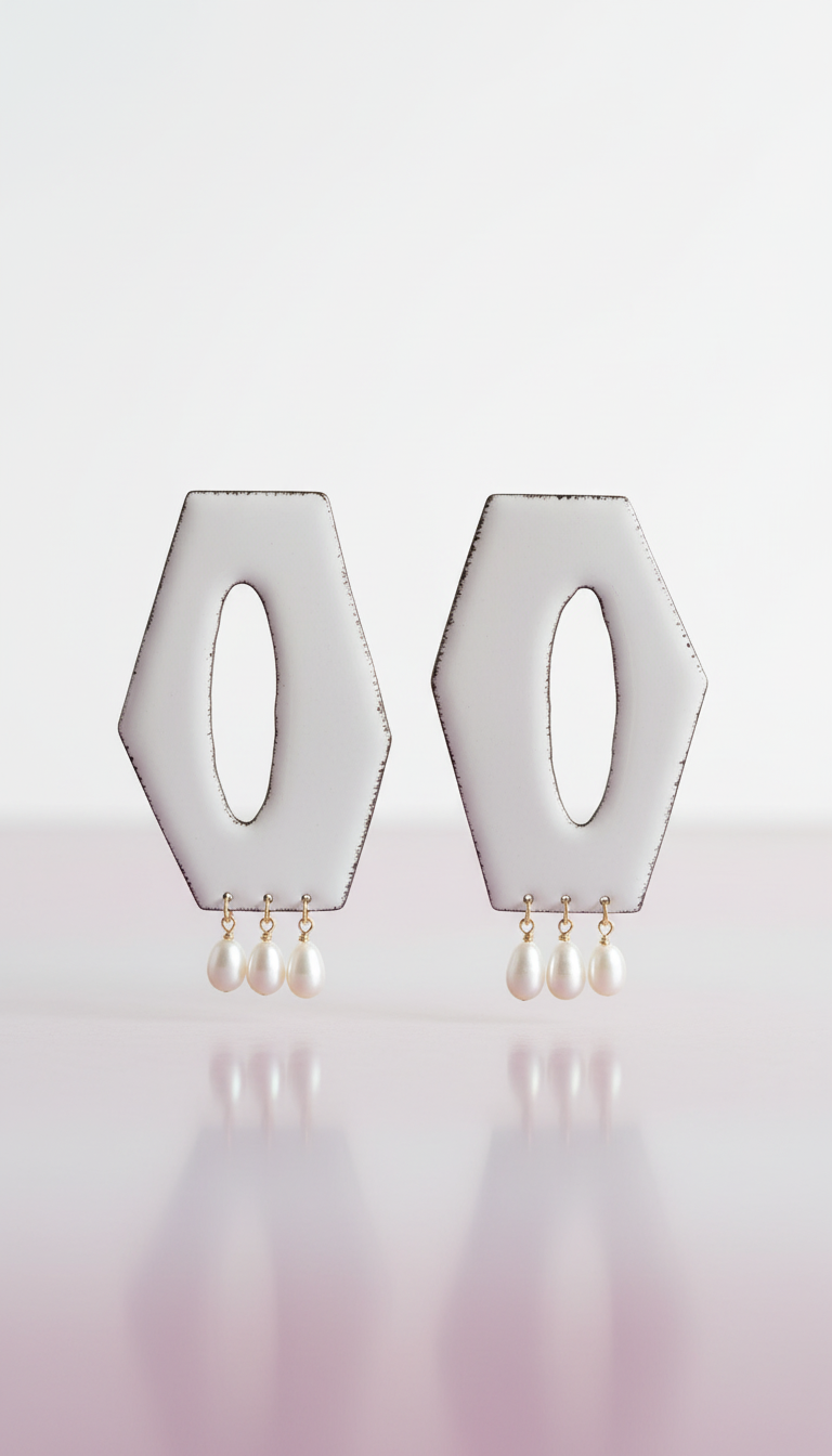 Pendientes de esmalte de perla Hex & the City