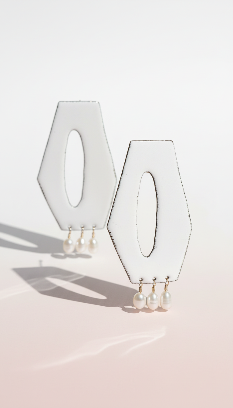 Hex & the City Pearl Enamel Earrings