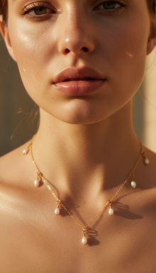 Oval Drop Dainty Gold Necklace