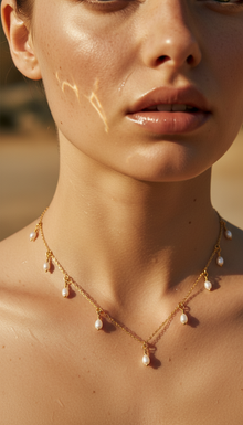 Oval Drop Dainty Gold Necklace