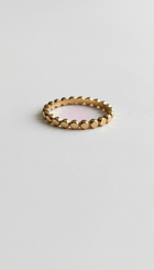 Delicate Flat Beads Stackable Gold Ring