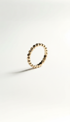 Delicate Flat Beads Stackable Gold Ring