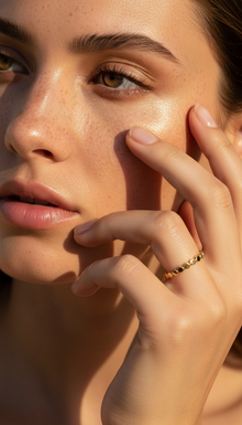 Delicate Flat Beads Stackable Gold Ring