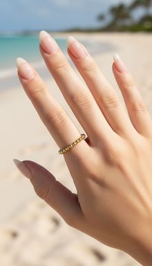 Delicate Beads Stackable Gold Ring