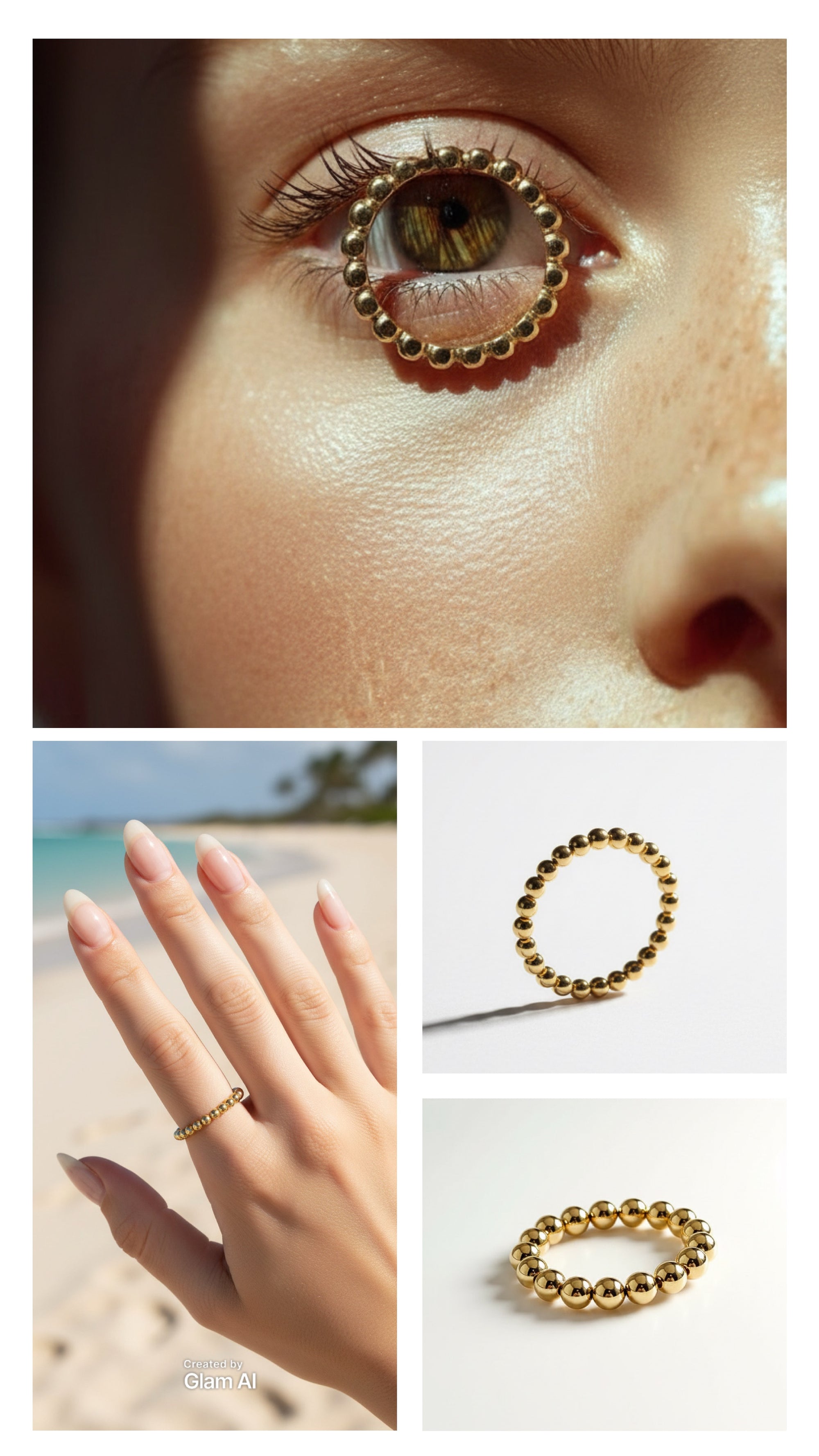 Delicate Beads Stackable Gold Ring