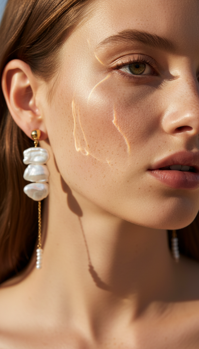 Pendientes Savvy de perla Biwa de doble gota