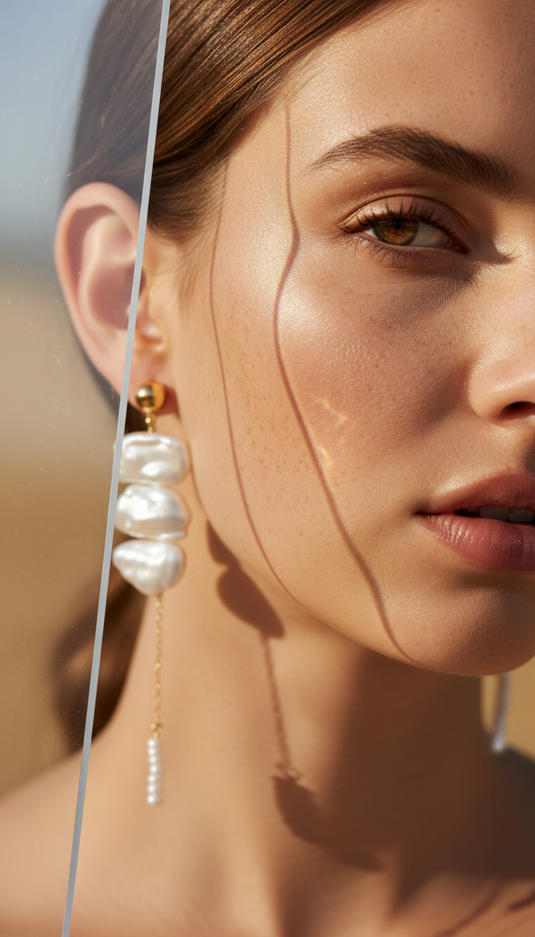 Pendientes Savvy de perla Biwa de doble gota