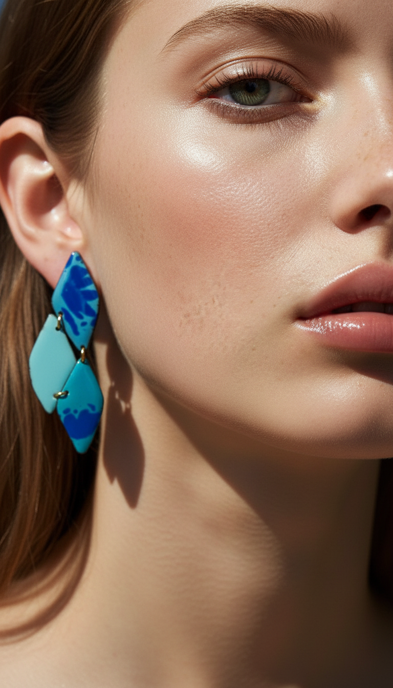 Pendientes de esmalte flores azules