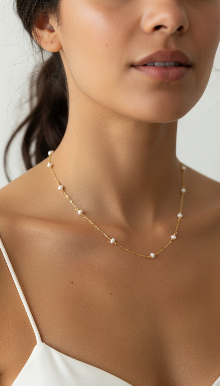 Collar de oro delicado y pequeño con óvalo