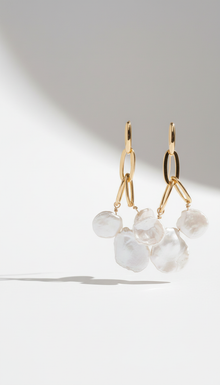 Keshi Pearl Gold Chandelier Earrings