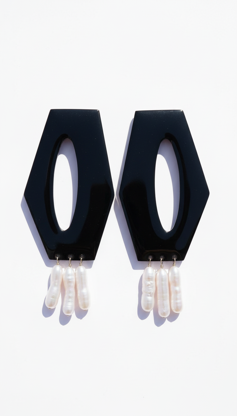 Hex & the City Pearl Enamel Earrings