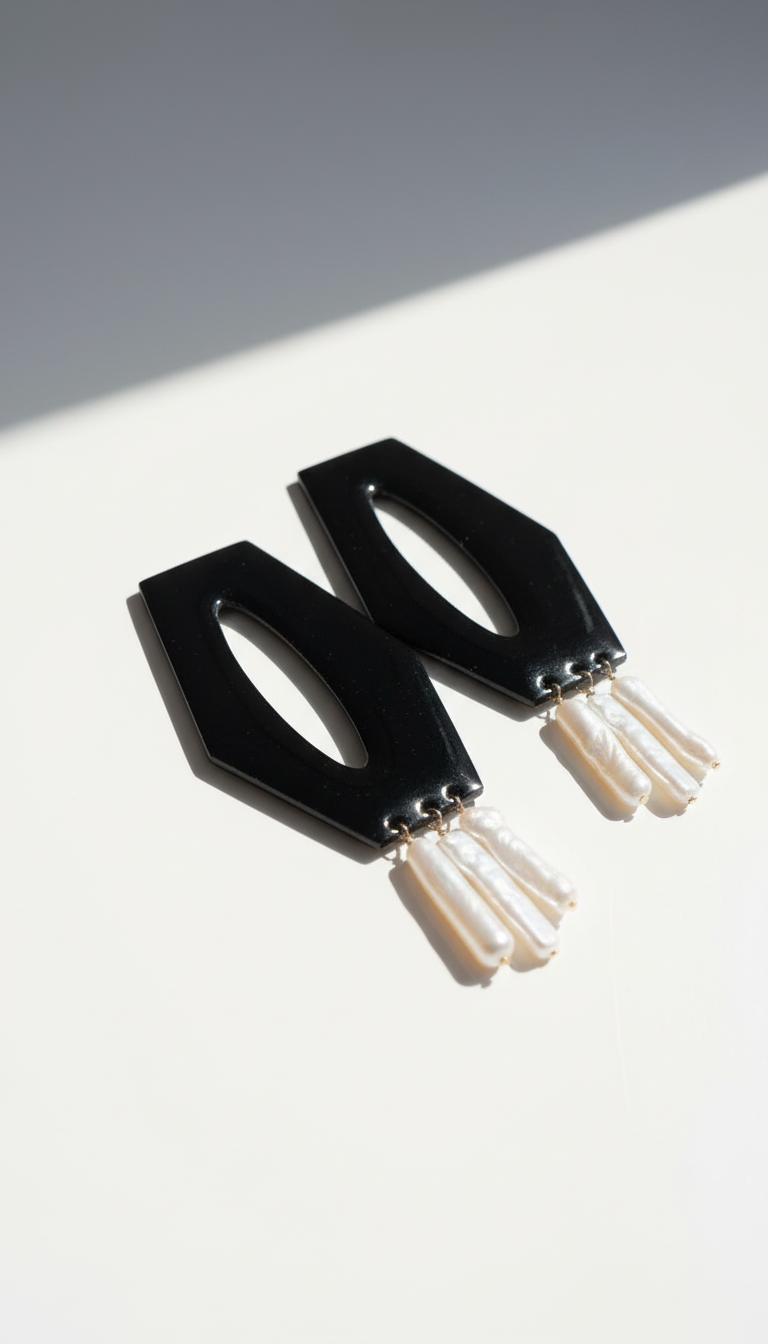 Hex & the City Pearl Enamel Earrings