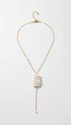Biwa Pearls Lariat Gold Necklace