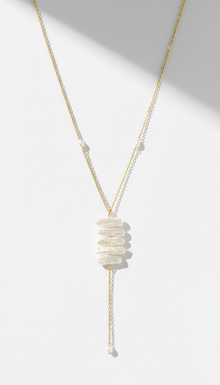 Biwa Pearls Lariat Gold Necklace