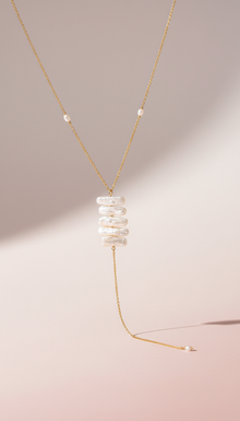 Biwa Pearls Lariat Gold Necklace