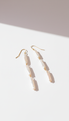 Straight Biwa Pearl Drop Earrings