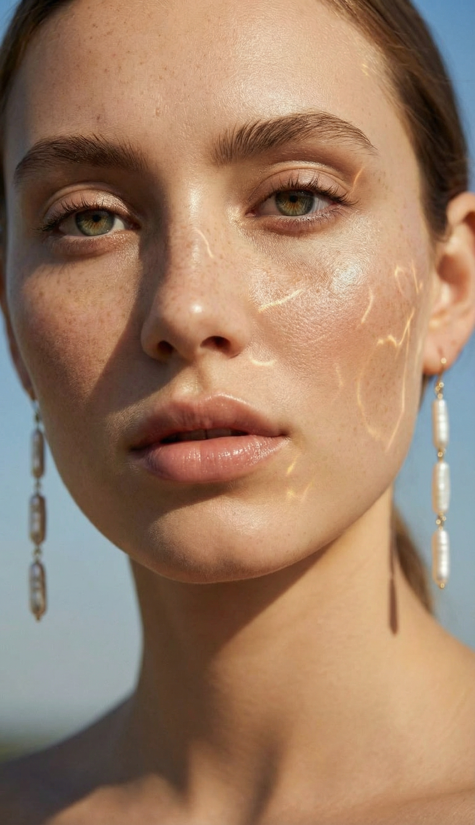 Straight Biwa Pearl Drop Earrings