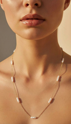 Straight Biwa Gold Long Necklace