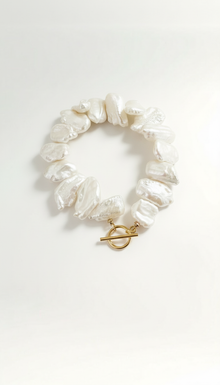 Biwa Pearl Bracelet with Toggle Clasp