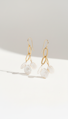 Keshi Pearl Gold Chandelier Earrings