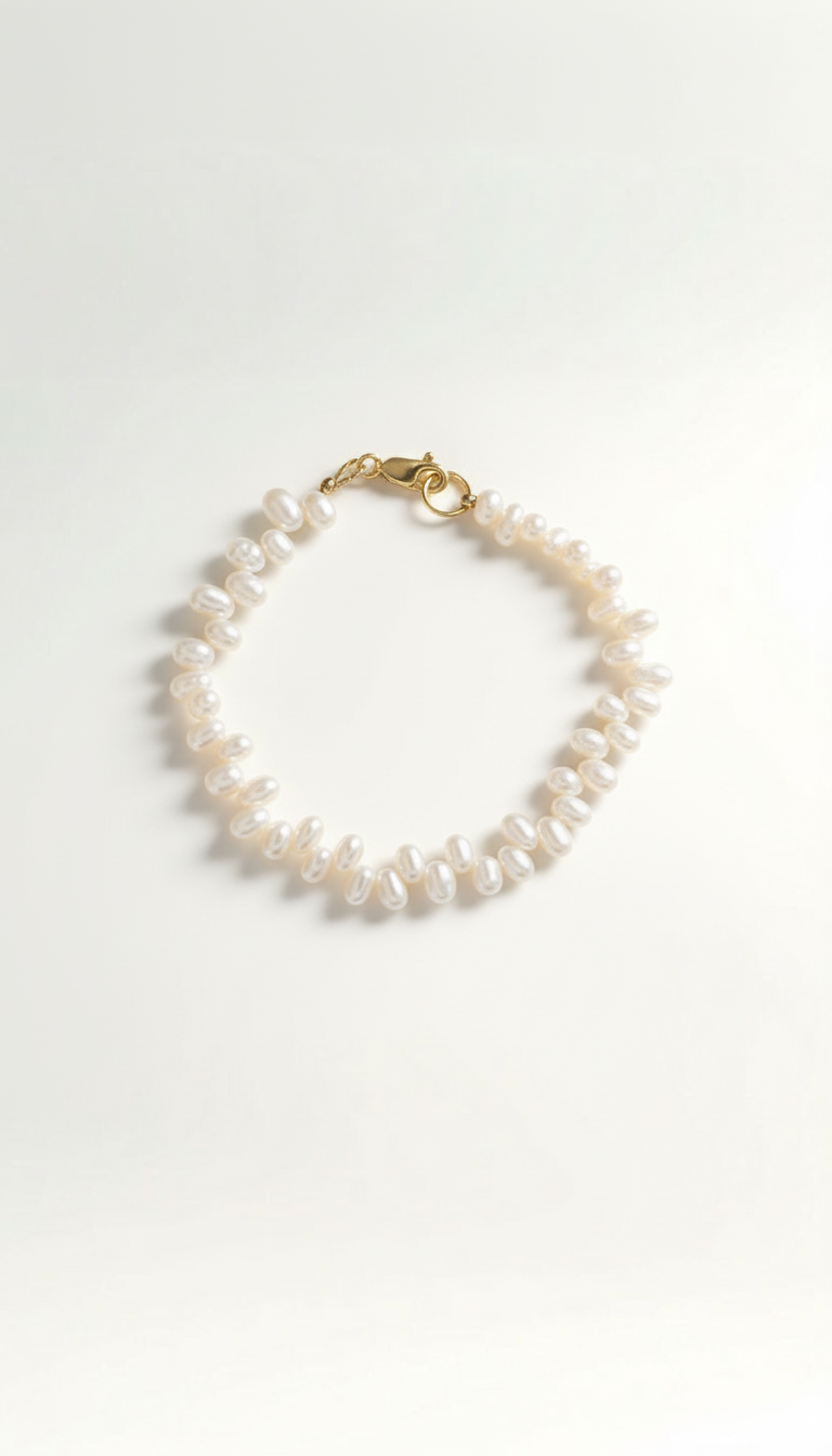 Pulsera de perlas ovaladas onduladas