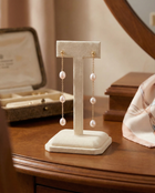 Drop Chain 3 Oval Pearl Earrings
