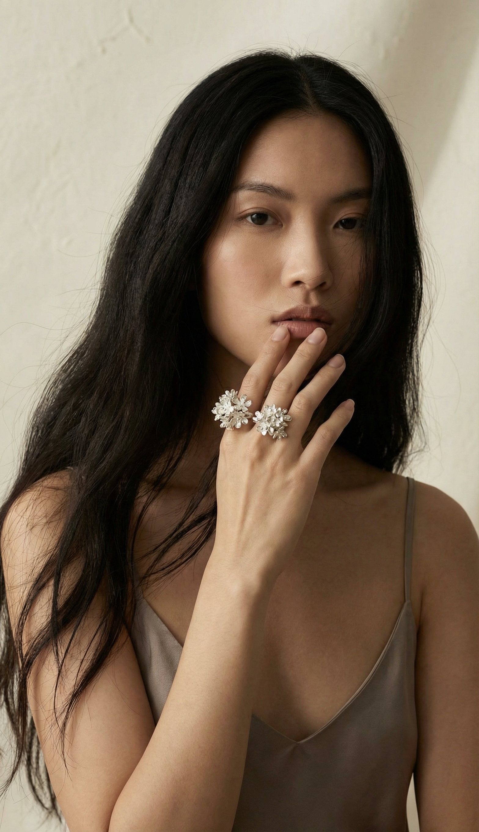 Flower Bouquet Silver Ring