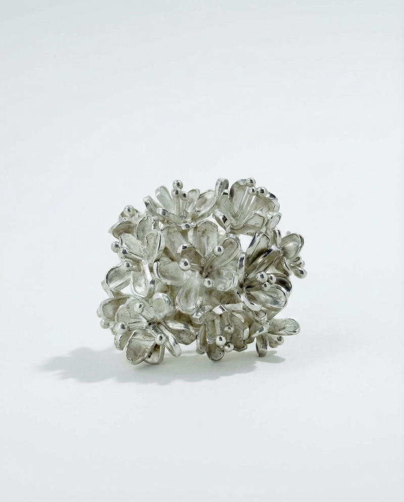 Flower Bouquet Silver Ring