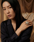 Flower Bouquet Silver Ring