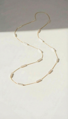 Straight Biwa Gold Long Necklace