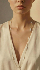 Straight Biwa Gold Long Necklace