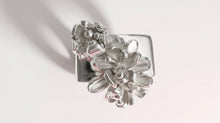 Silver Flower Square Ring
