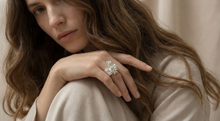 Silver Flower Square Ring