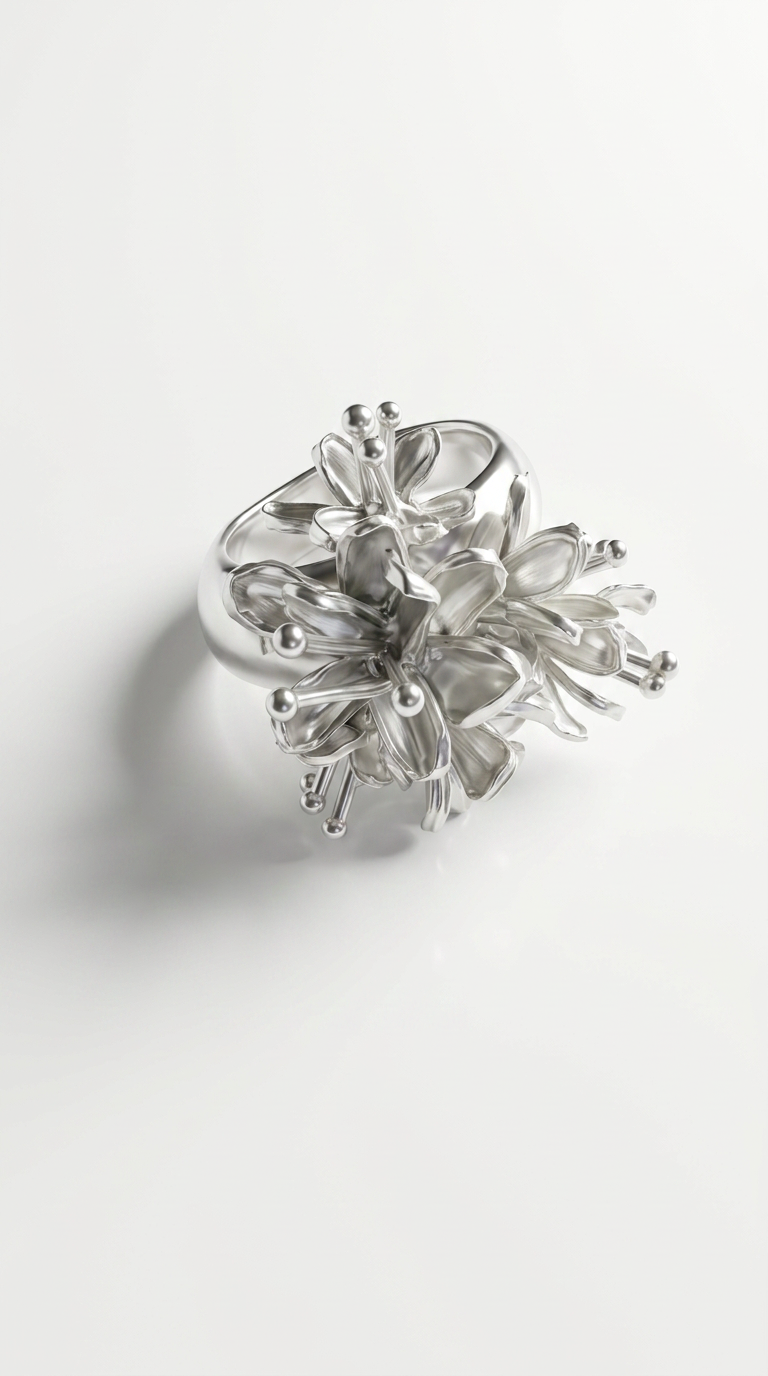 Round Wrapped Flower Bouquet Silver Petite