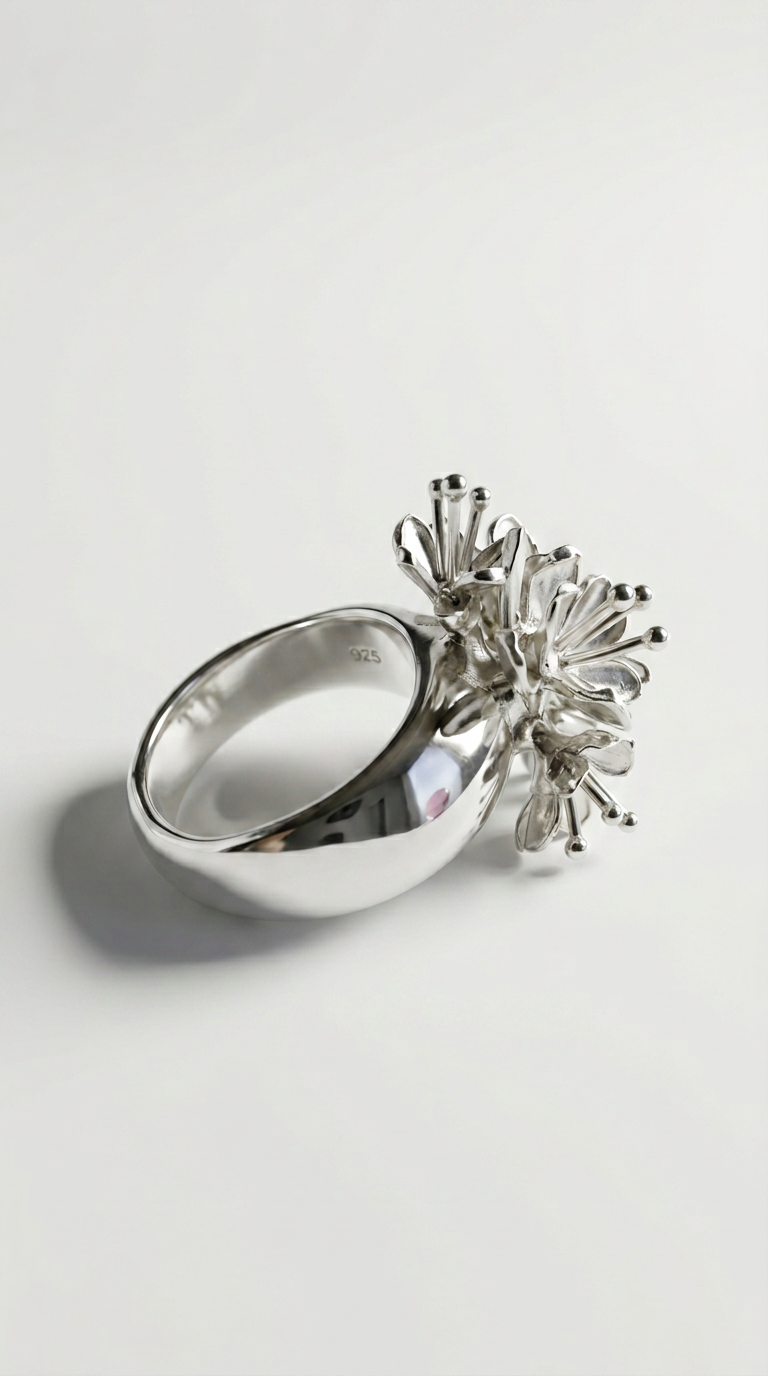 Round Wrapped Flower Bouquet Silver Petite