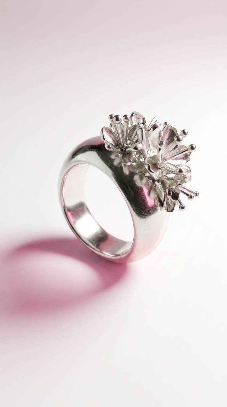 Round Wrapped Flower Bouquet Silver Petite