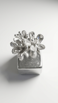 Silver Flower Square Ring