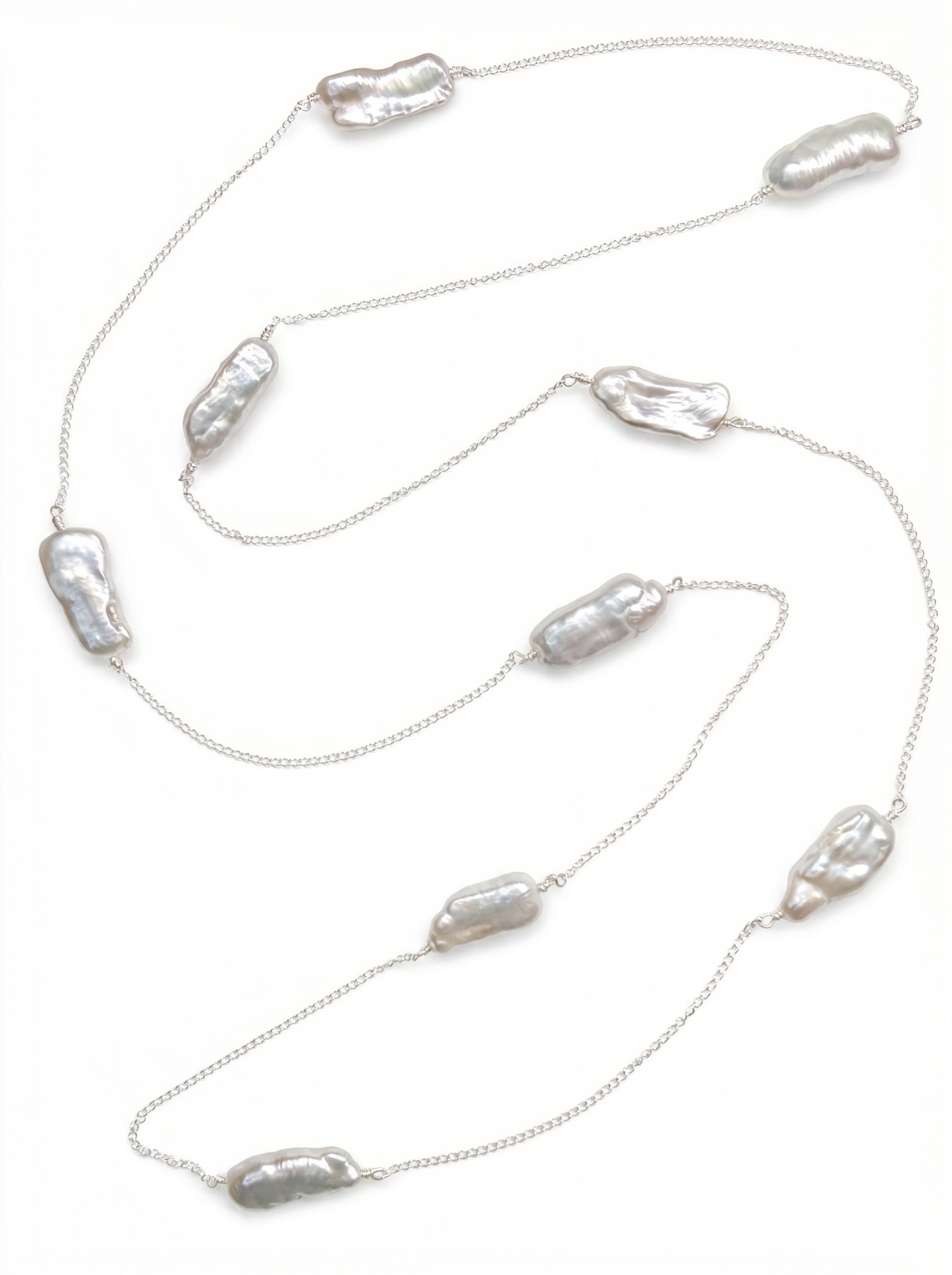 Straight Biwa Long Pearls