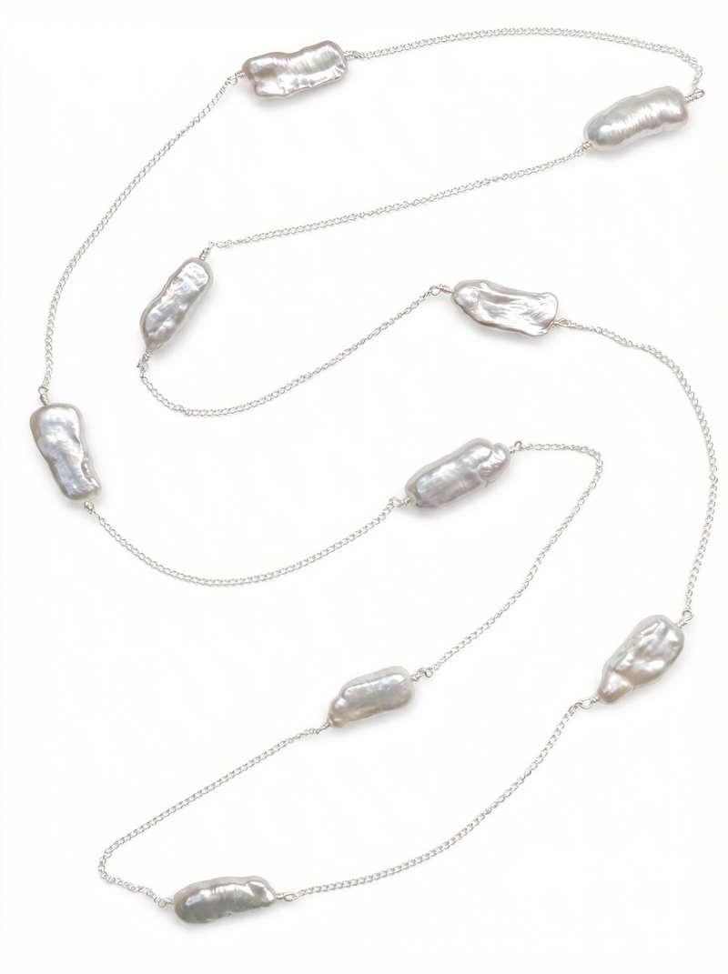 Straight Biwa Long Pearls